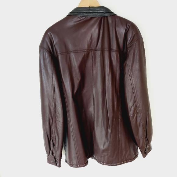 Johnson & Murphy Men's Leather Jacket Brown w/Forest Green Collar/Lining Size 42 - Picture 4 of 10